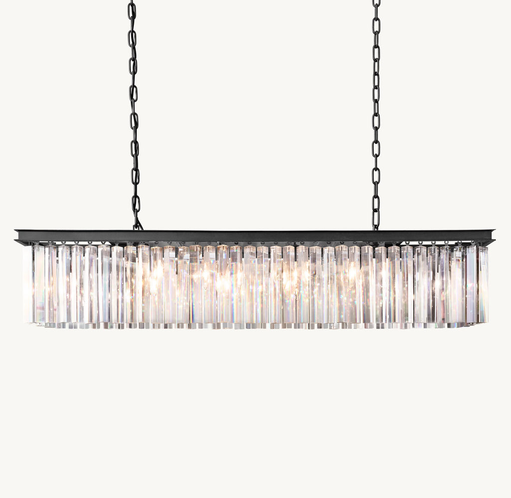 49 Inch Crystal Prism Rectangular Chandelier - Rhys