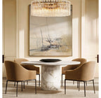 48 Inch Clear Hammered Glass Round Chandelier - Lattice
