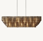 77 Inch Ribbed Smoked Glass Rectangular Chandelier - Sirene