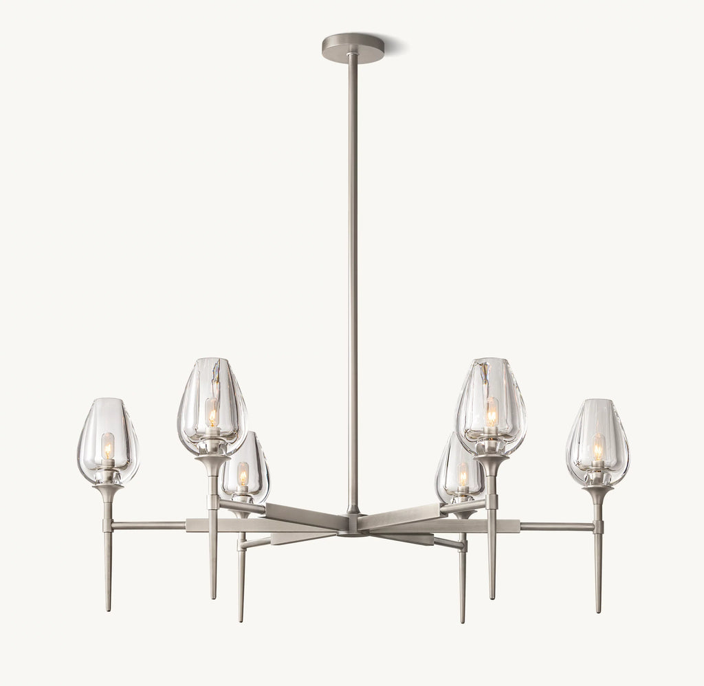 42 Inch Torchiere Crystal Arm Chandelier - Tulip