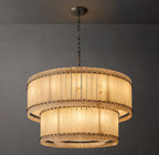 48 Inch Alabaster Two-Tier Chandelier - San Marco