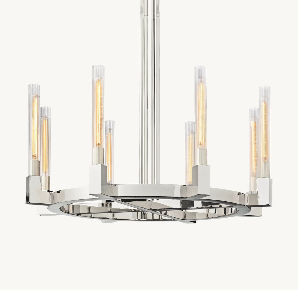 36 Inch Fluted-Glass Candlestick Round Chandelier - Cannele