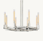 36 Inch Fluted-Glass Candlestick Round Chandelier - Cannele