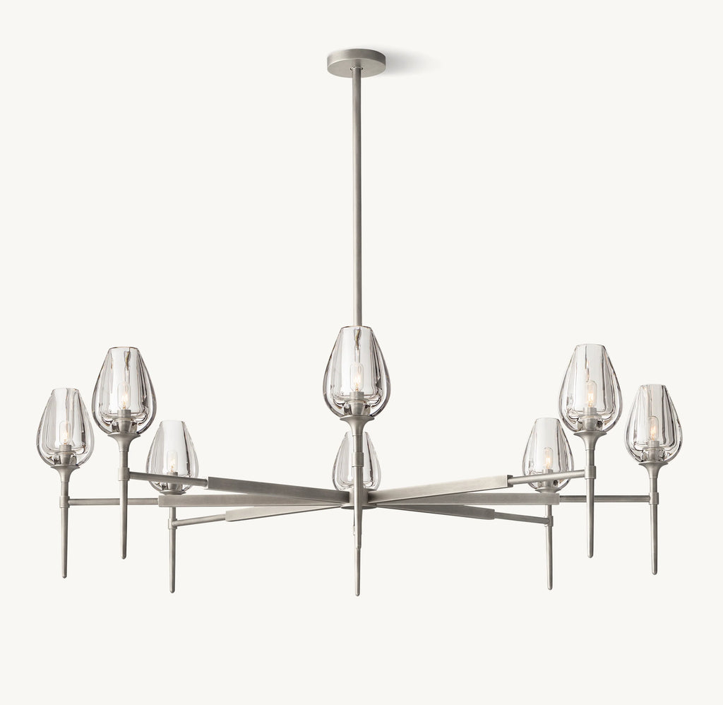 54 Inch Torchiere Crystal Arm Chandelier - Tulip