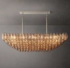 54 Inch Smoked Murano Glass Tiered Rectangular Chandelier - Chiara