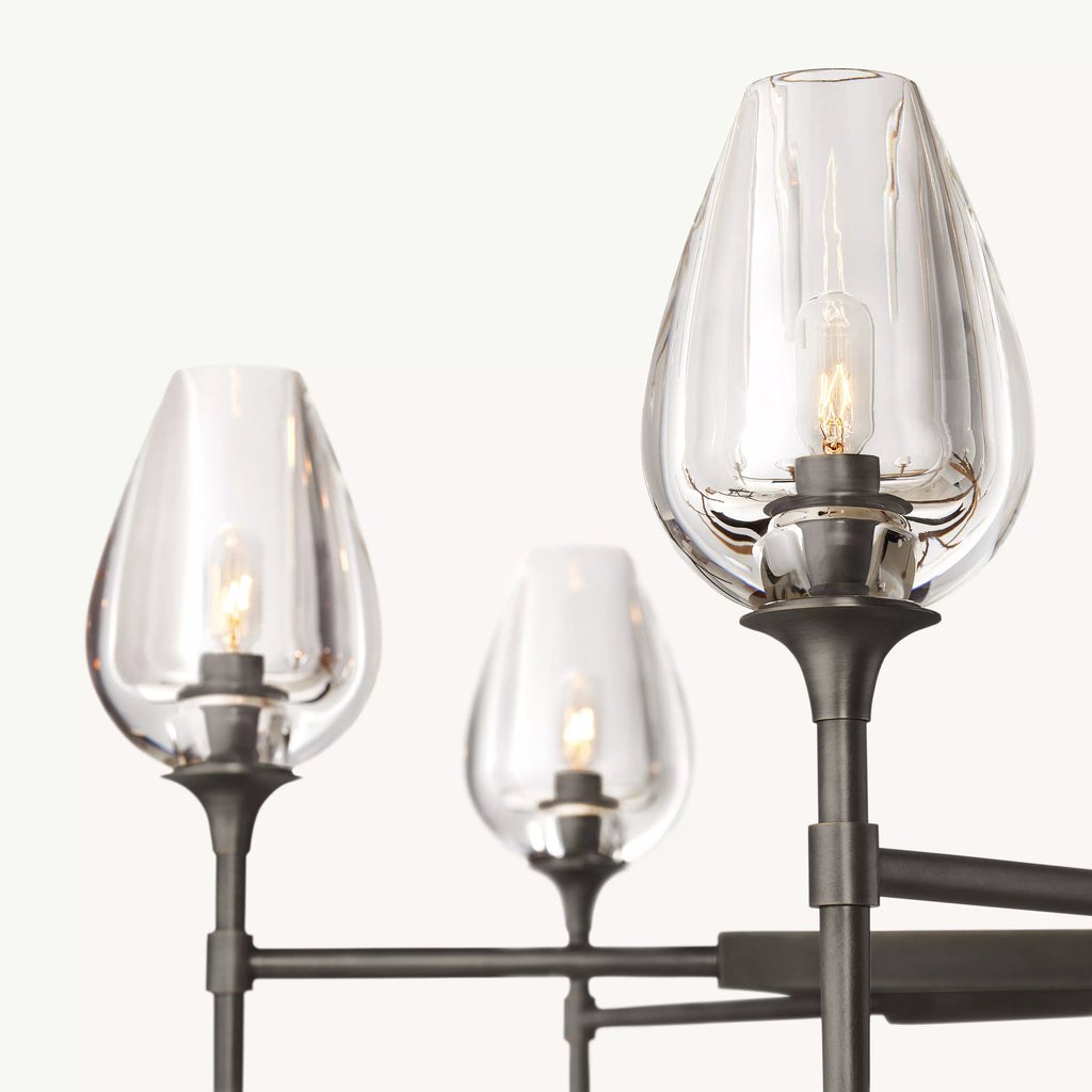 42 Inch Torchiere Crystal Arm Chandelier - Tulip