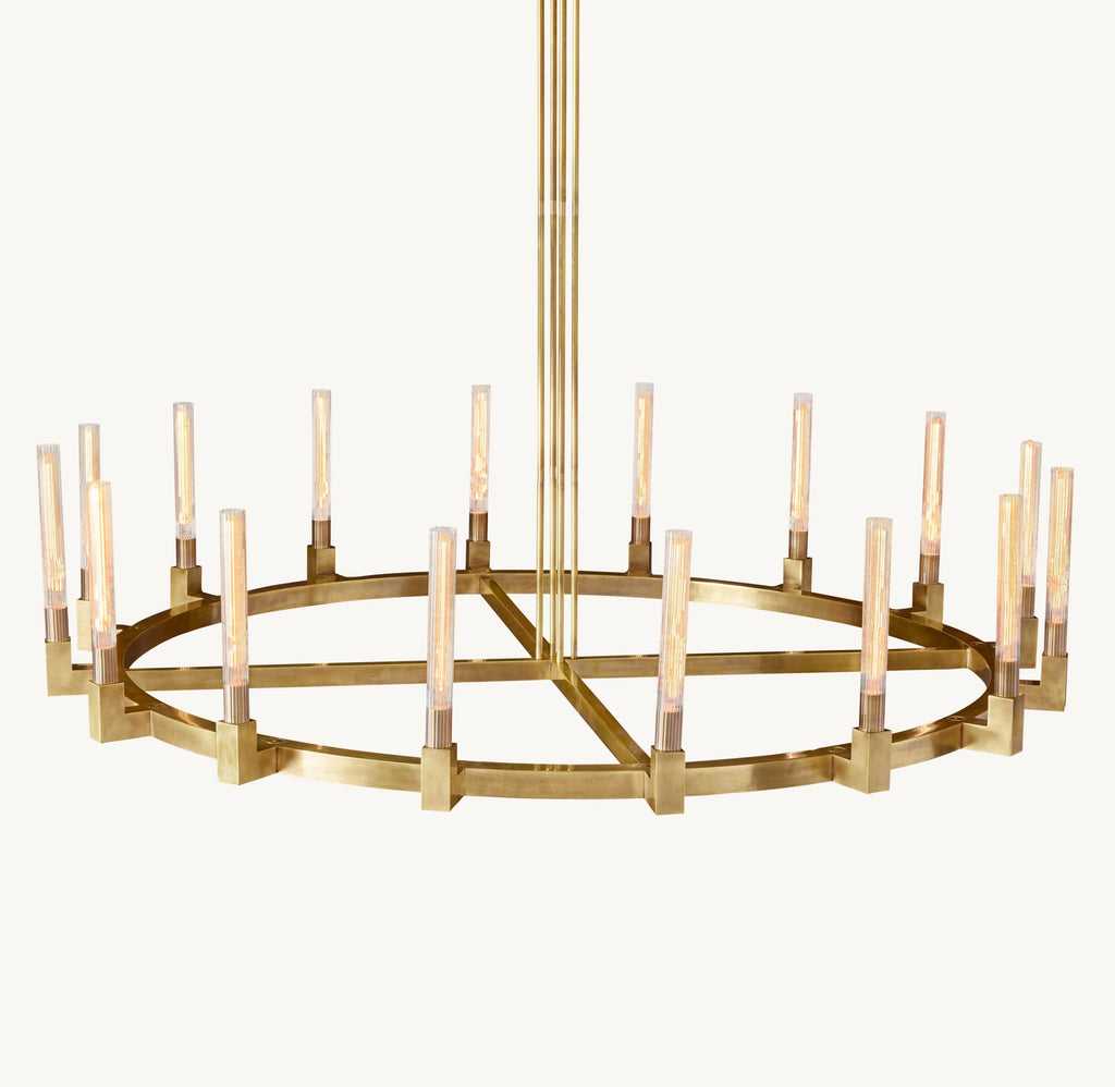 60 Inch Fluted-Glass Candlestick Round Chandelier - Cannele