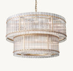 48 Inch Ribbed Glass Two-Tier Chandelier - San Marco