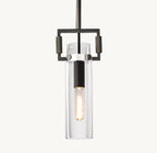 7 Inch Clear Glass Short Cylinder Pendant Light - Machinist