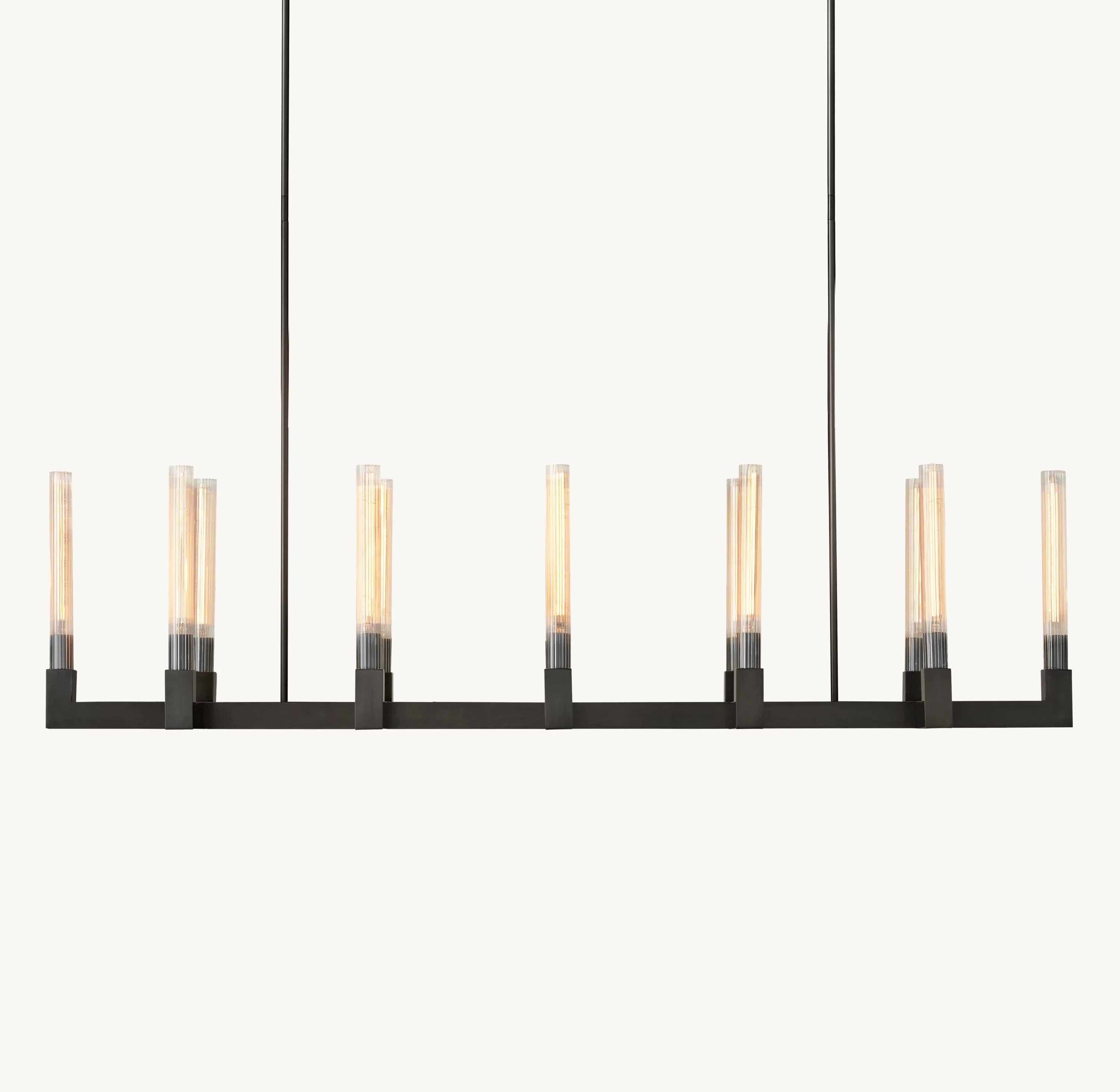 67 Inch Fluted-Glass Candlestick Linear Chandelier - Cannele