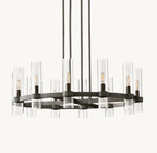 36 Inch Cylindrical Glass Candle Round Chandelier - Ravelle