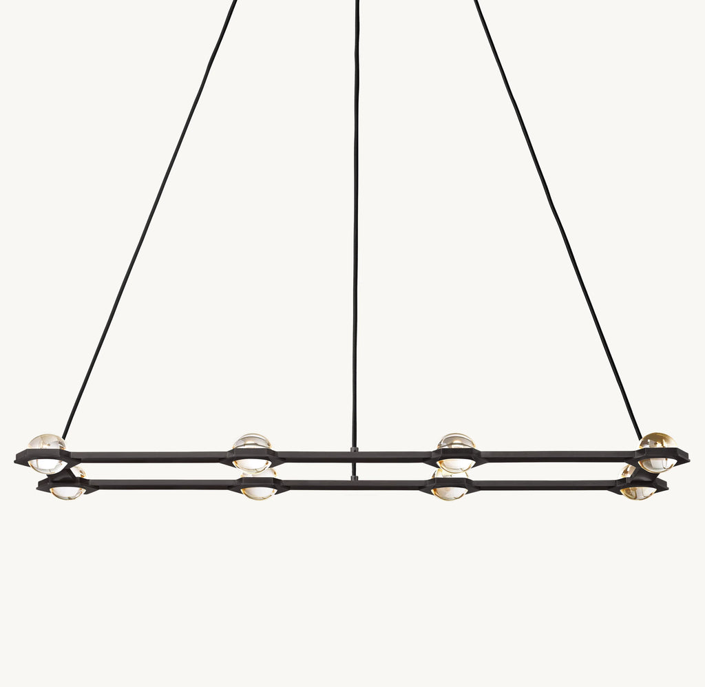 54 Inch Globe Crystal Rectangular Chandelier - Eclatant