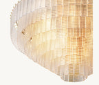 52 Inch Ribbed Clear Glass Tiered Chandelier - Sirene