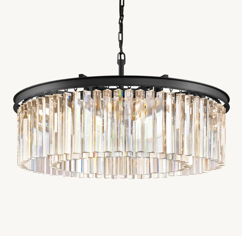 32 Inch Crystal Prism Round Chandelier - Rhys