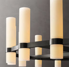 48 Inch Cylindrical Milk Glass Round Chandelier - Ravelle