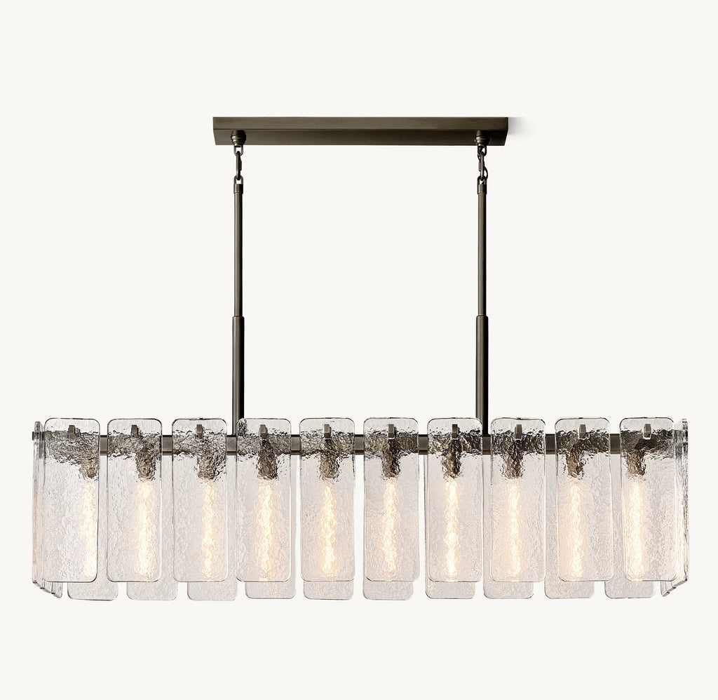 60 Inch Textured Glass Rectangular Chandelier - Calamette