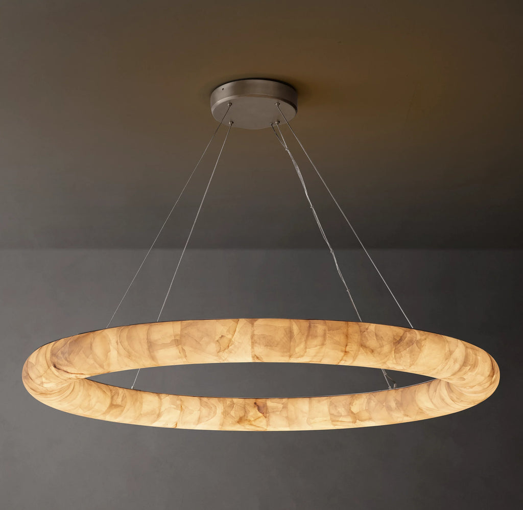 60 Inch Lisse Ring Alabaster Chandelier - Rivage