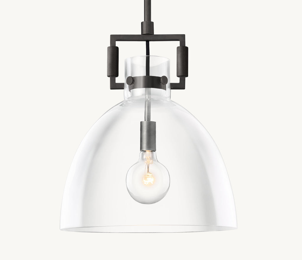 18 Inch Clear Glass Dome Pendant Light - Machinist