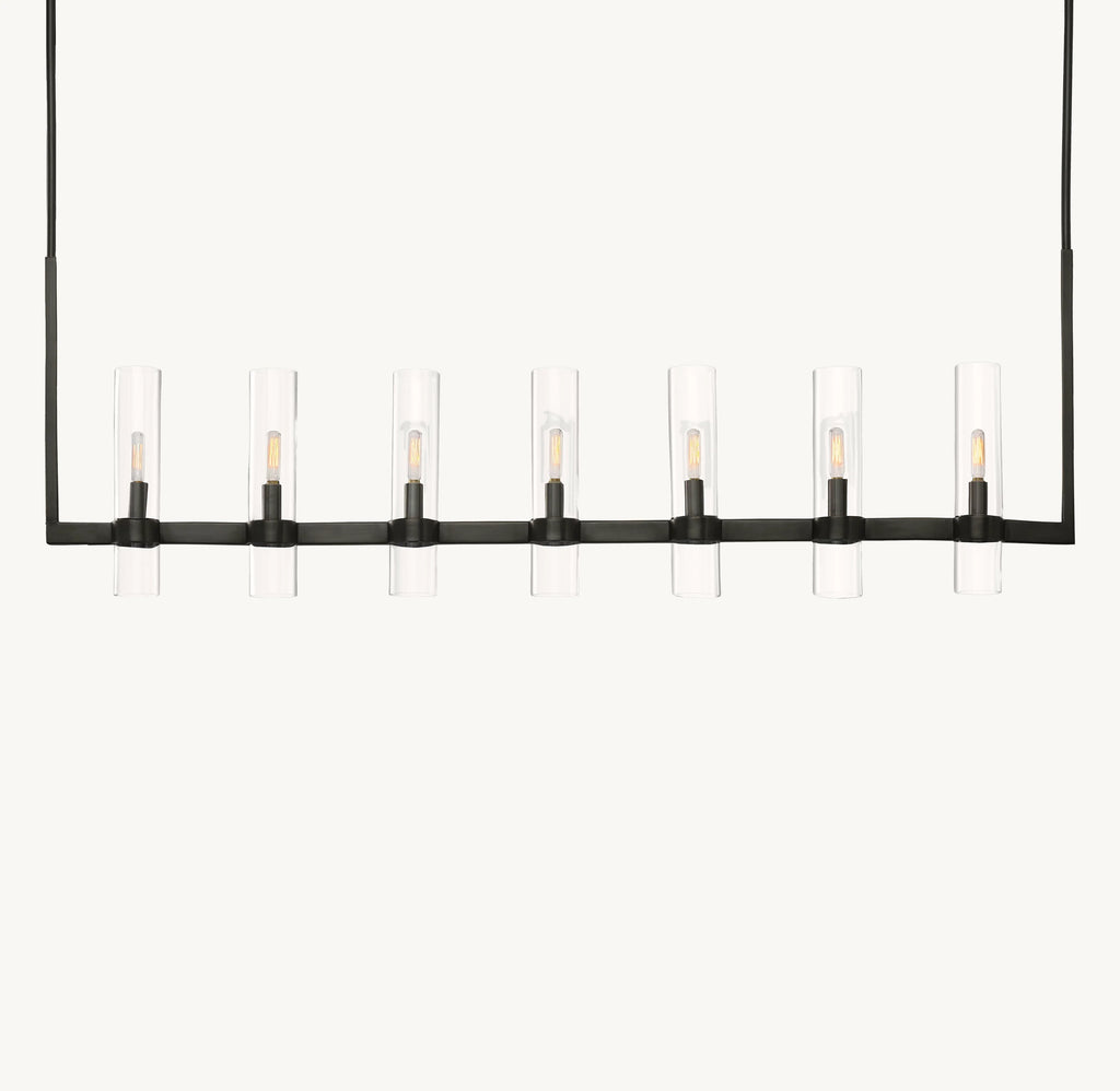 54 Inch Cylindrical Glass Candle Linear Chandelier - Ravelle