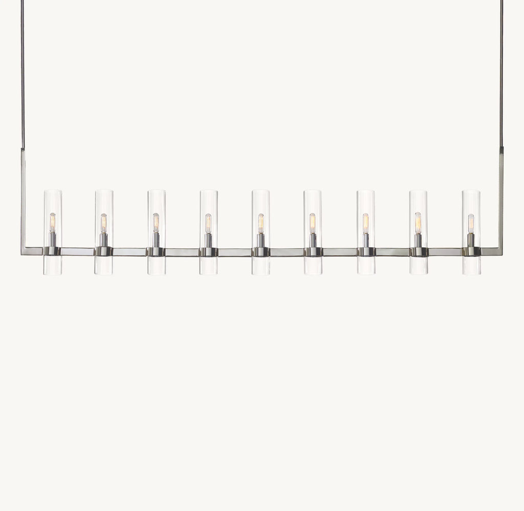 69 Inch Cylindrical Glass Candle Linear Chandelier - Ravelle