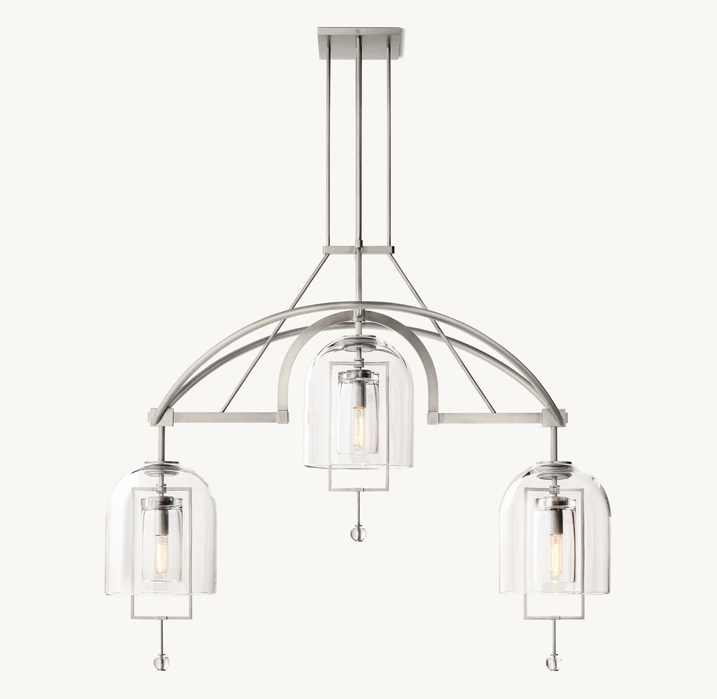 48 Inch Bell Glass Linear Chandelier - Fulcrum