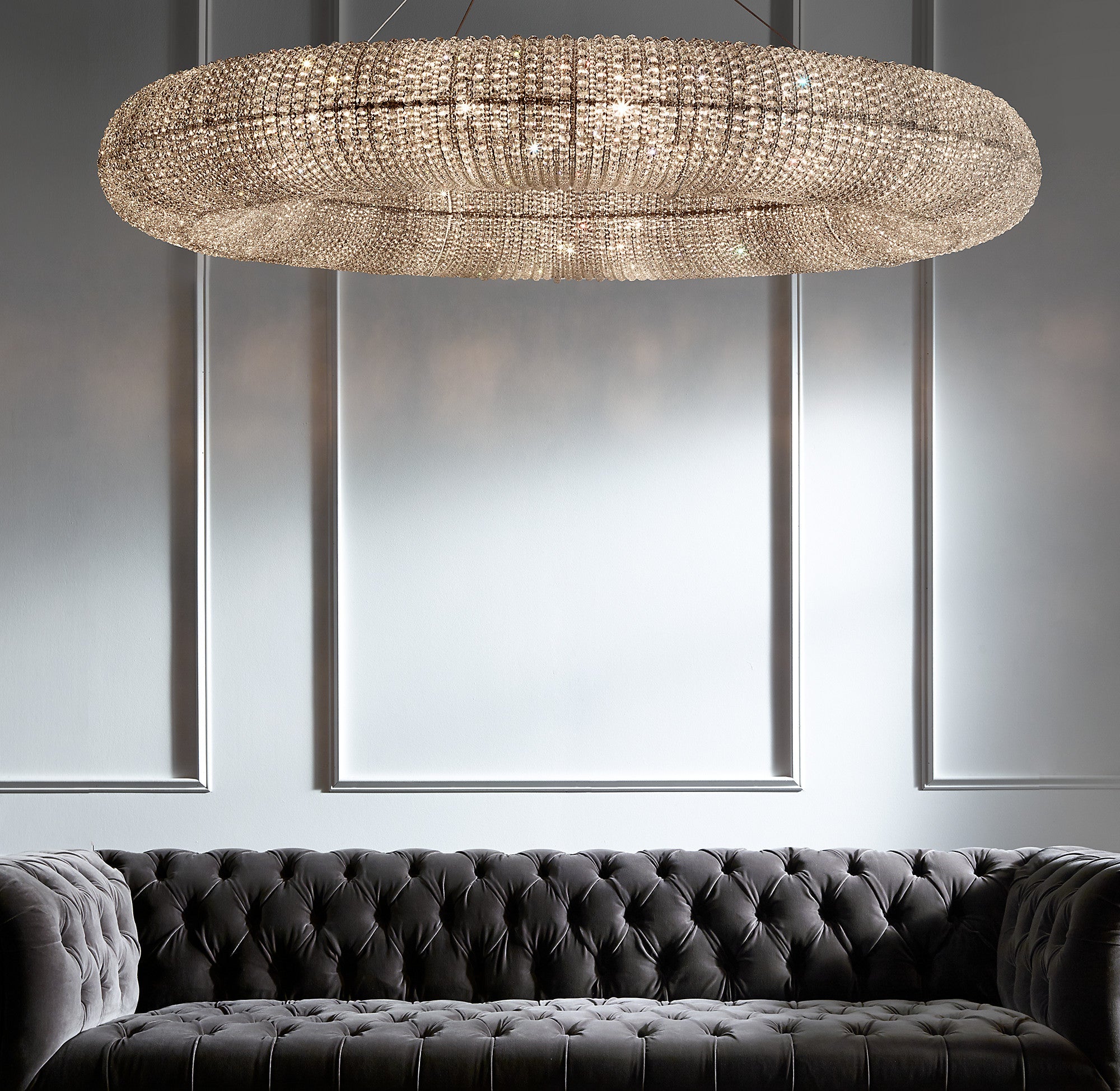 32 Inch Clear Crystal Bead Round Chandelier - Halo