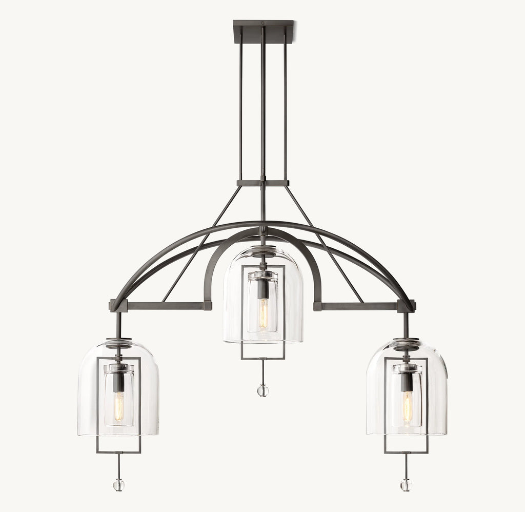 48 Inch Bell Glass Linear Chandelier - Fulcrum