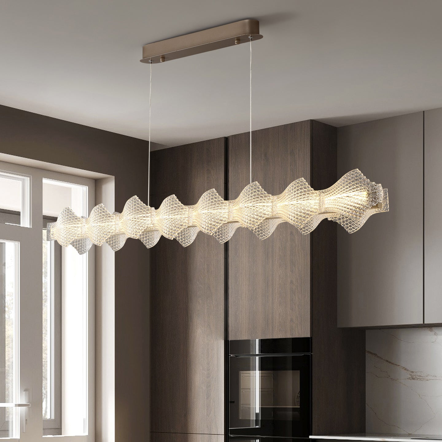 47 Inch Long LED Textured Acrylic Chandelier - Caelan