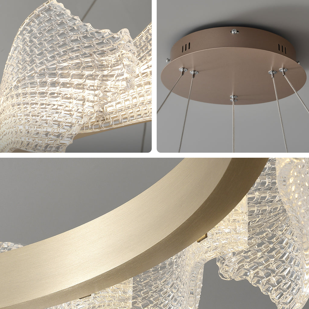 25 Inch Textured Acrylic Round Chandelier - Caelan