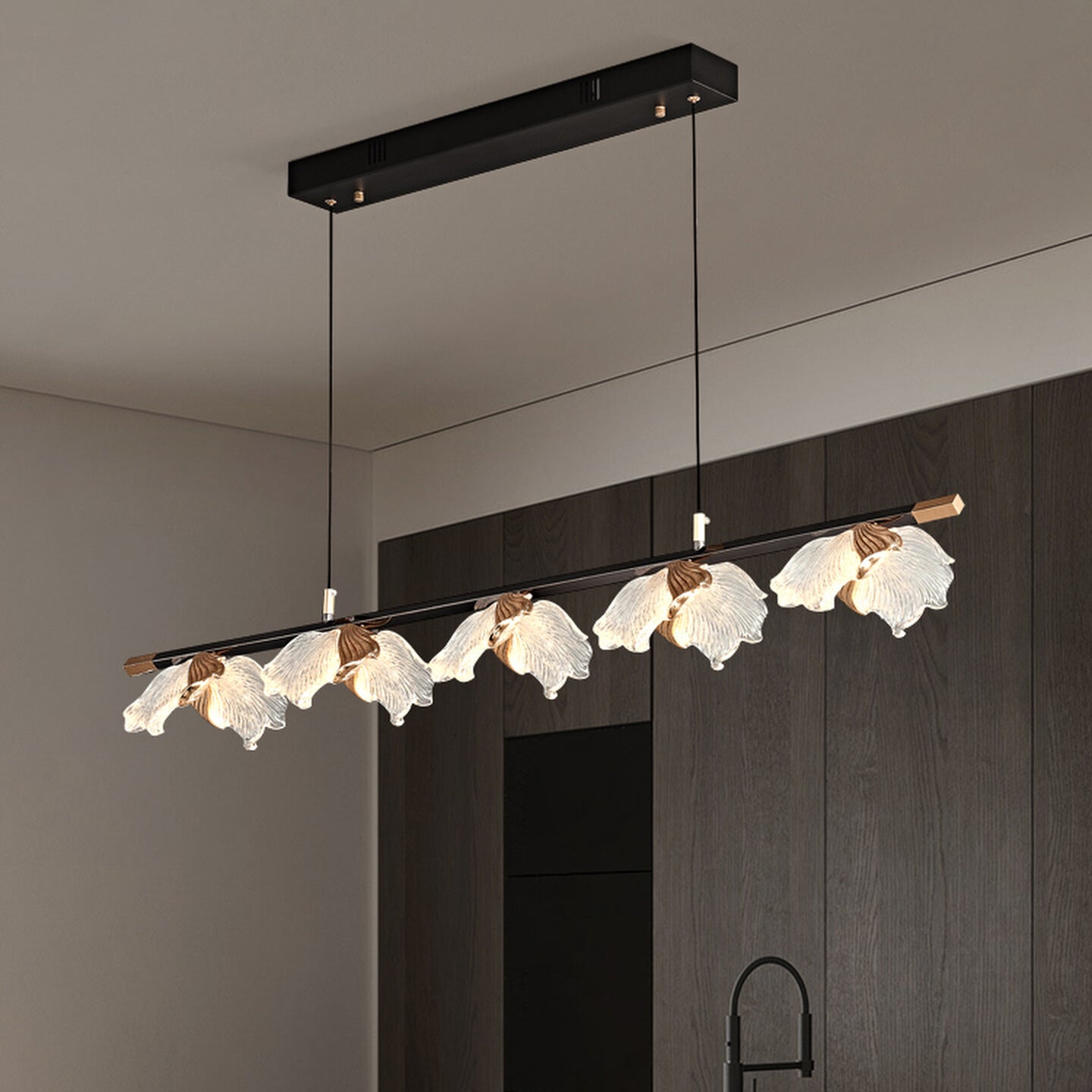 51 Inch Leaf Linear Chandelier - Flora