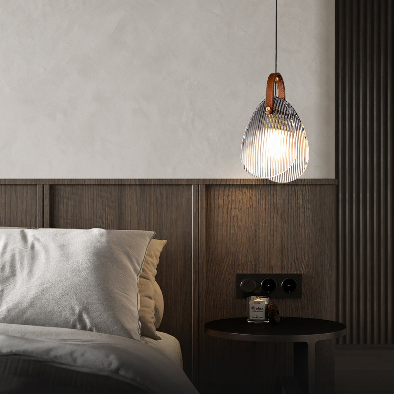 Three Ribbed Glass Drop Pendant Light- Clara
