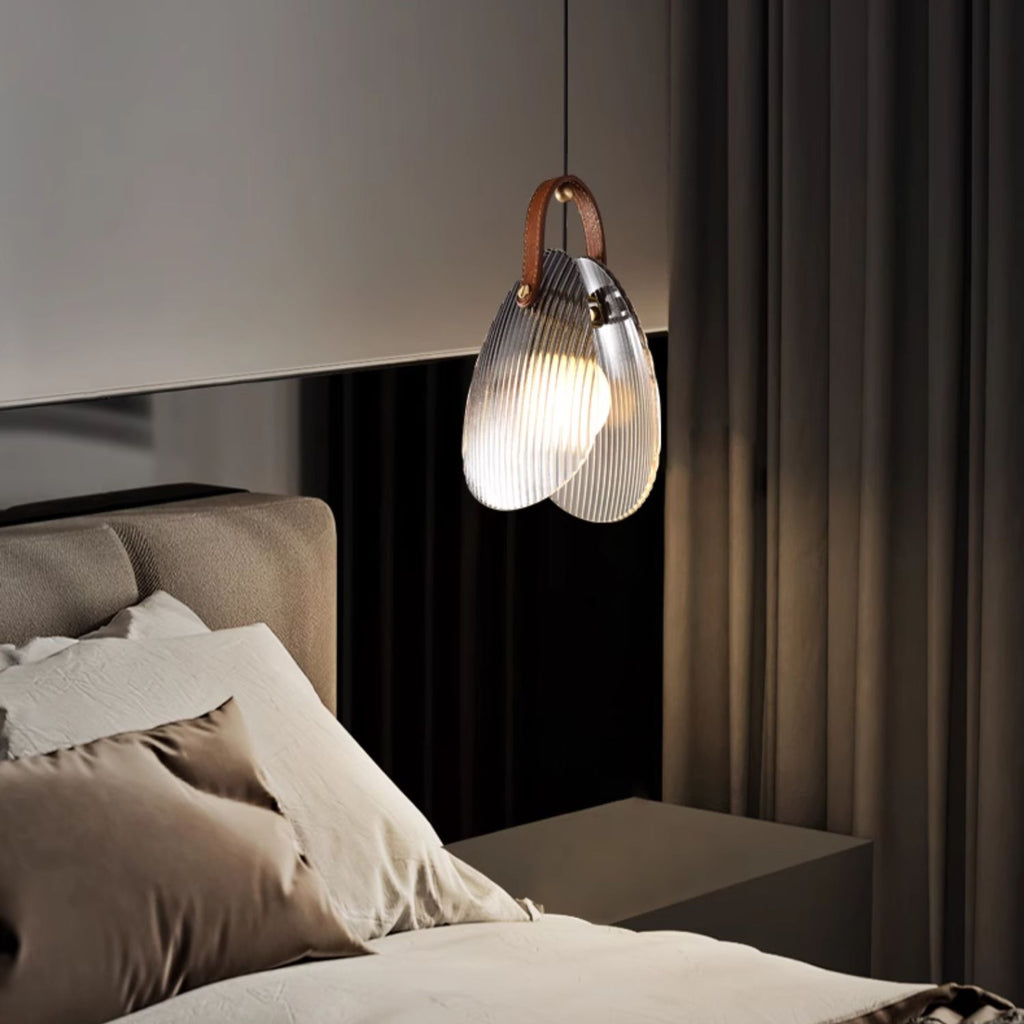 Three Ribbed Glass Drop Pendant Light- Clara