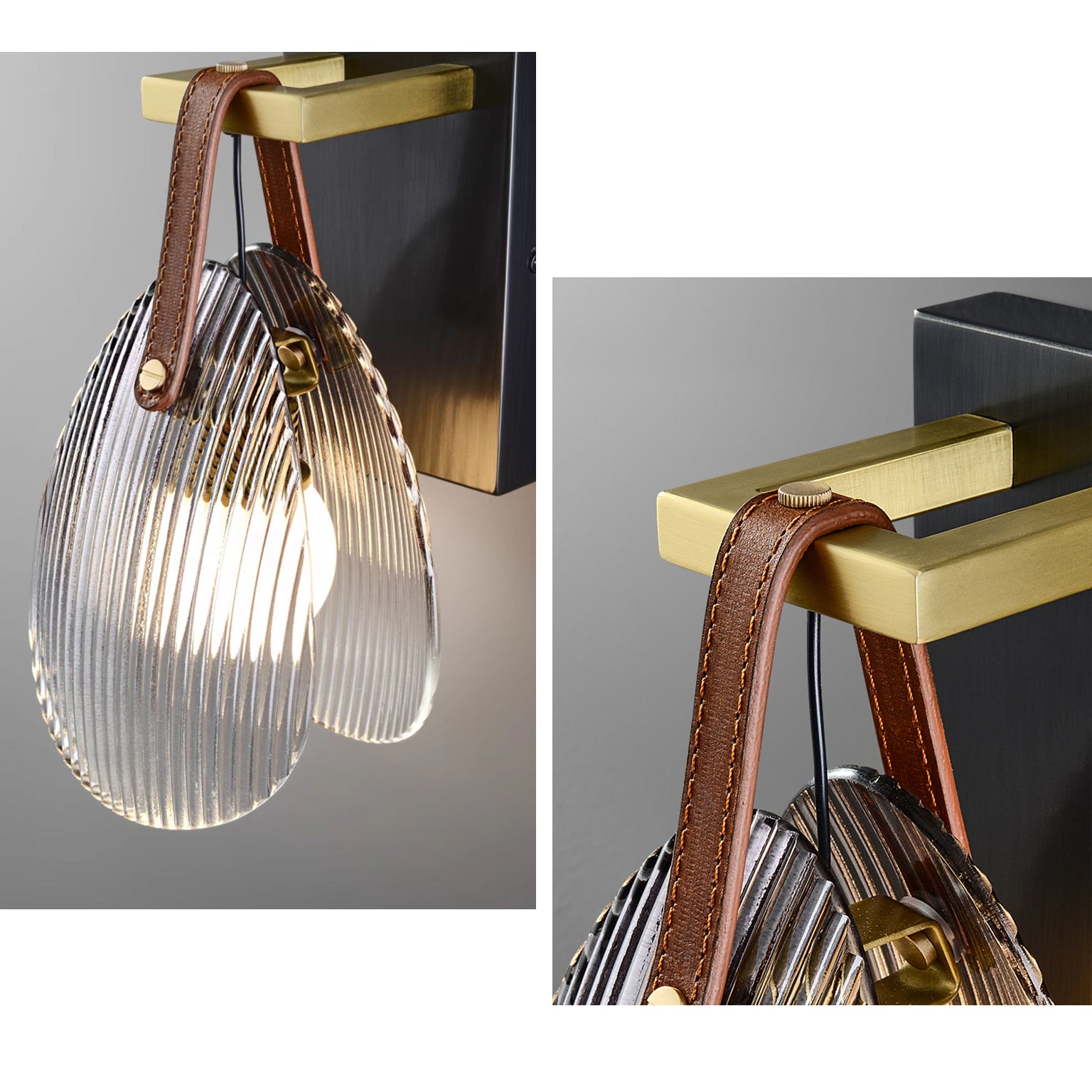 Two Ribbed Glass Drop Pendant Light- Clara