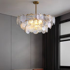 31 Inch Glass Shell Tiered Chandelier - Coral