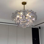 31 Inch Glass Shell Tiered Chandelier - Coral