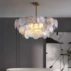 31 Inch Glass Shell Tiered Chandelier - Coral