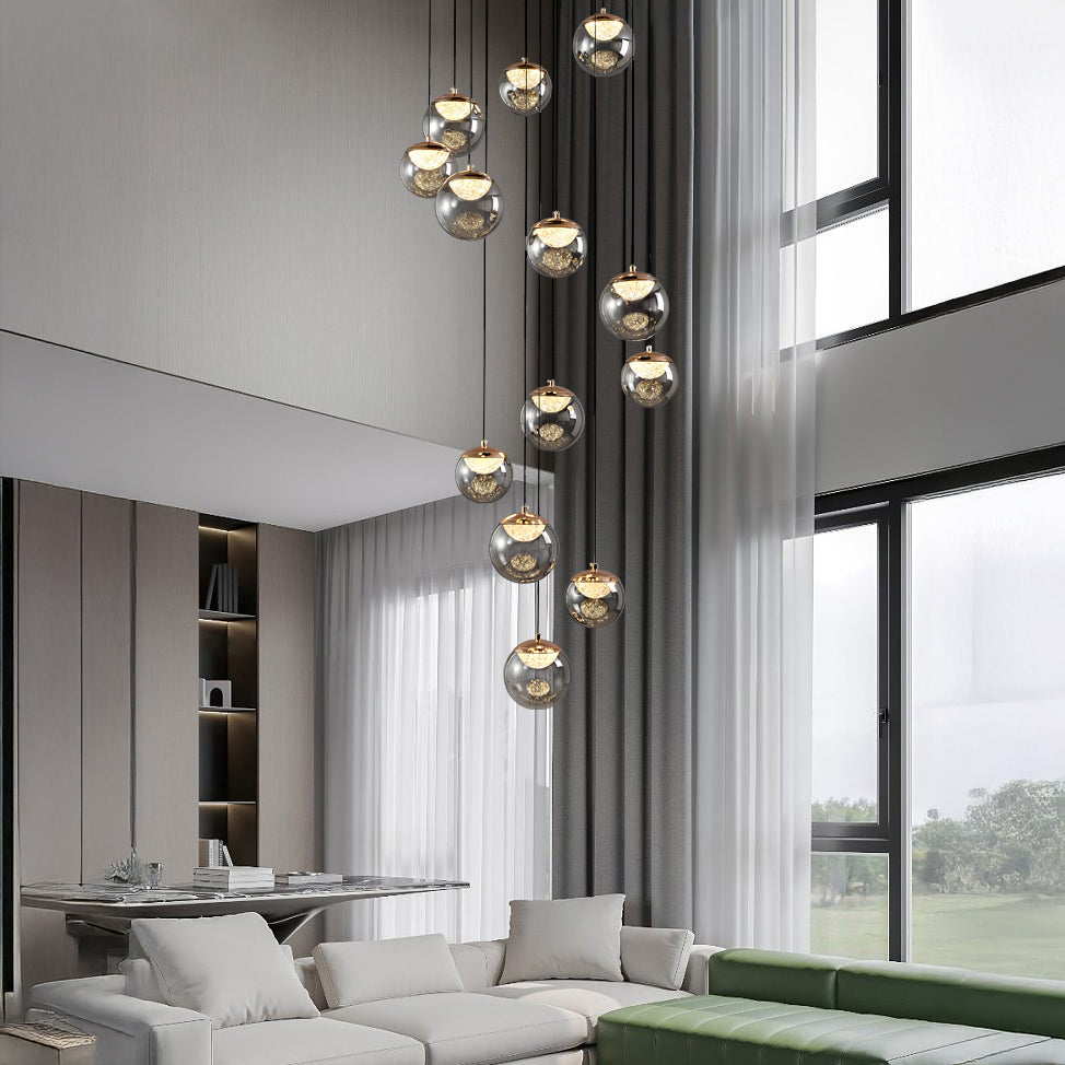 20 Inch Nine Globe Glass Pendant Chandelier- Nova