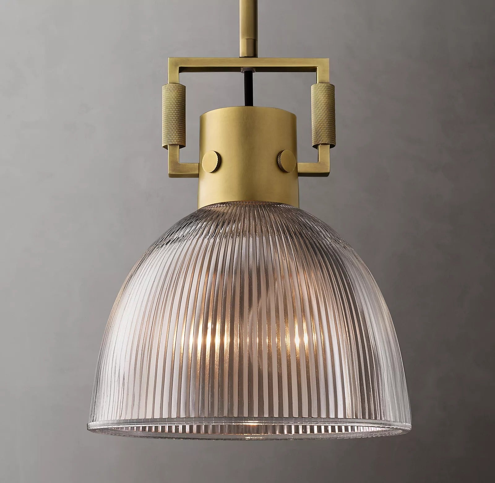 10 Inch Ribbed Glass Dome Pendant Light - Machinist