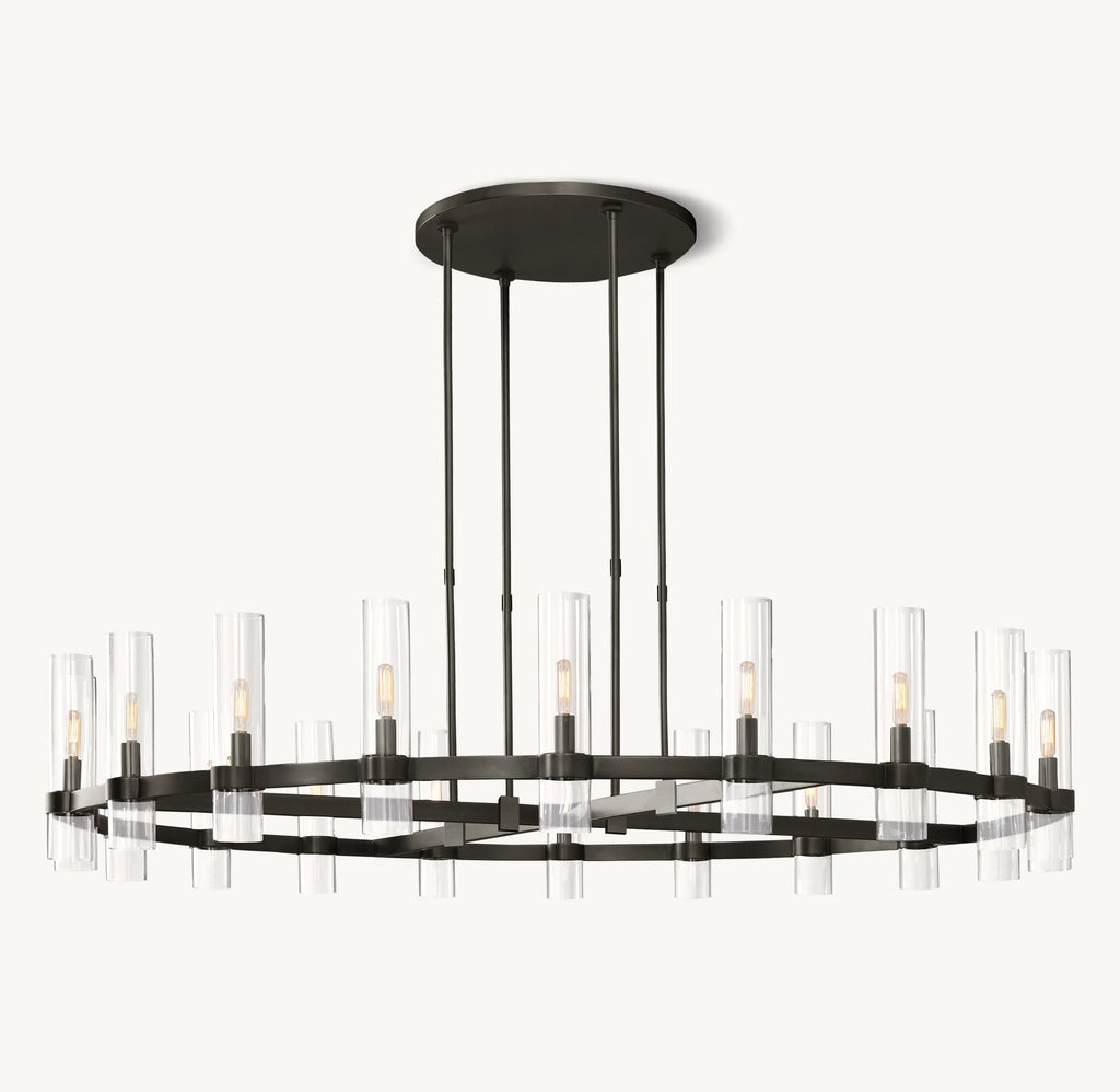 60 Inch Cylindrical Glass Candle Round Chandelier - Ravelle