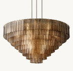 52 Inch Ribbed Smoked Glass Tiered Chandelier - Sirene