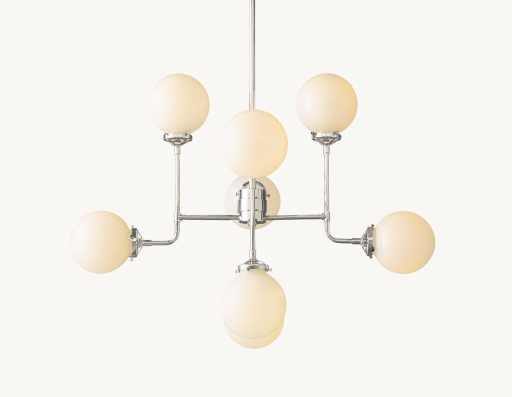 34 Inch Milk Glass Sputnik Globe Chandelier - Bistro