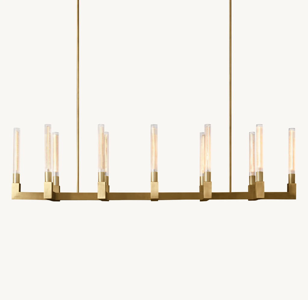 67 Inch Fluted-Glass Candlestick Linear Chandelier - Cannele