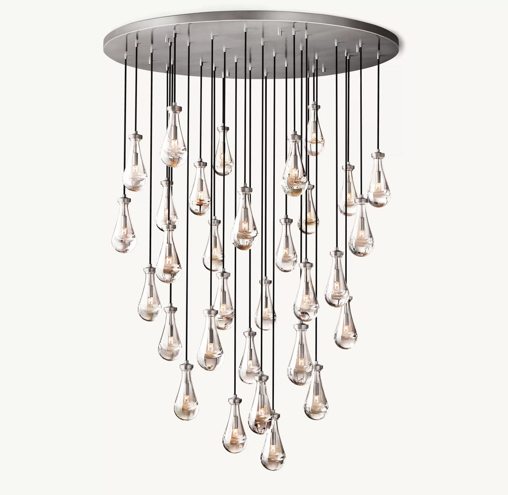 60 Inch Raindrop Glass Round Chandelier – Ava