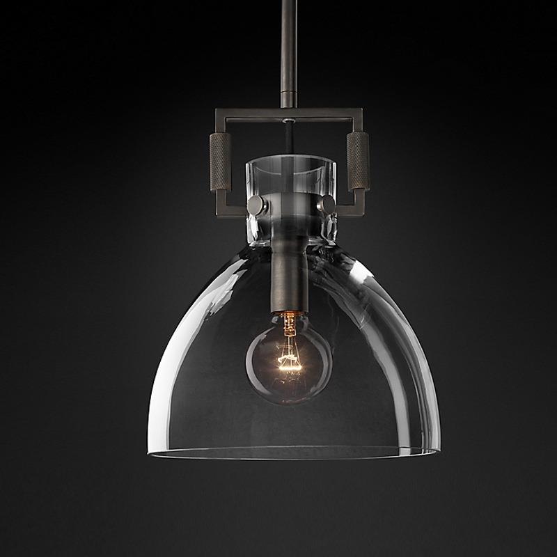 10 Inch Clear Glass Dome Pendant Light - Machinist