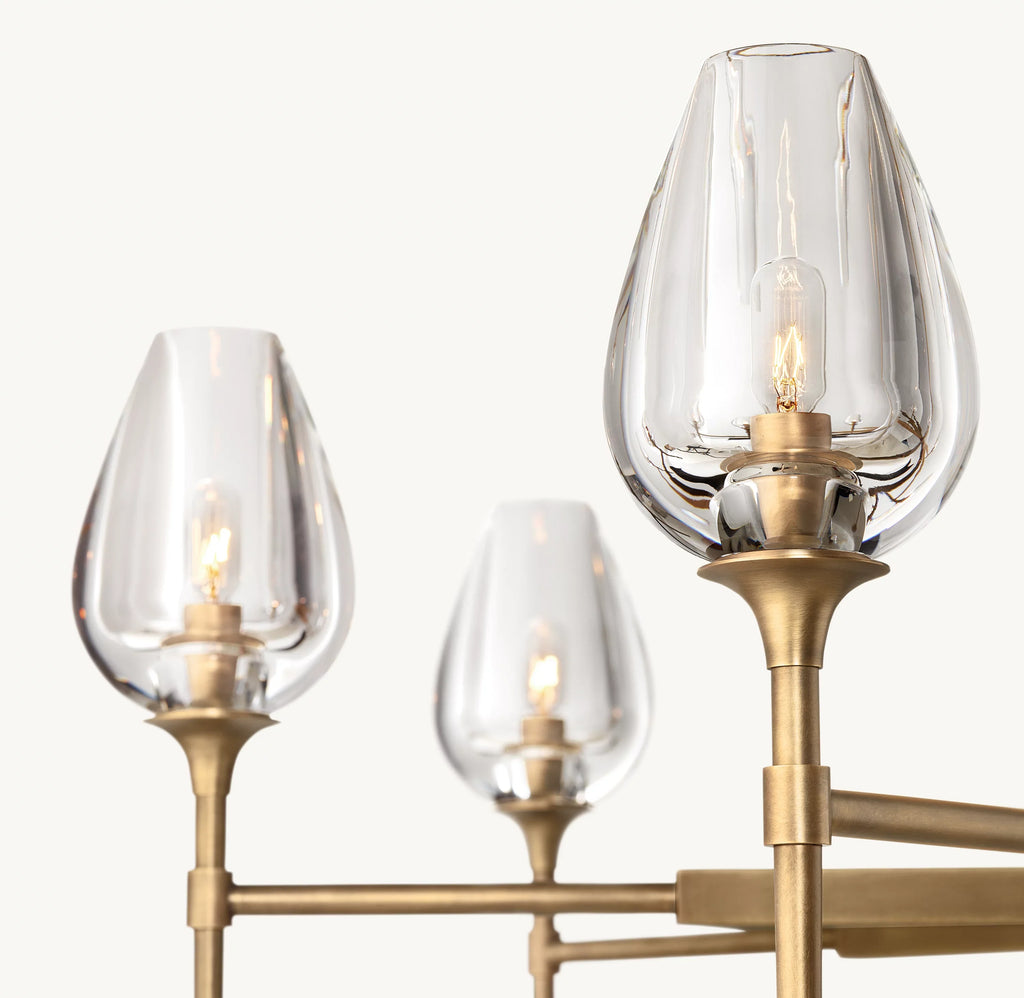54 Inch Torchiere Crystal Arm Chandelier - Tulip