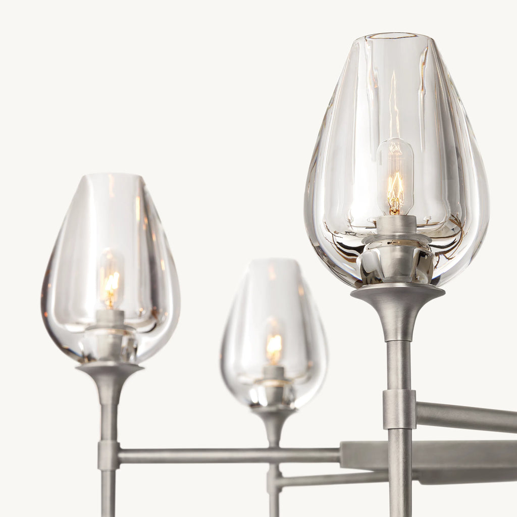 27 Inch Torchiere Crystal Arm Chandelier - Tulip