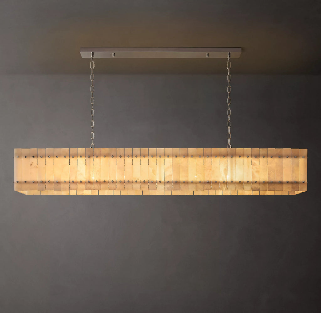 72 Inch Alabaster Rectangular Chandelier - San Marco