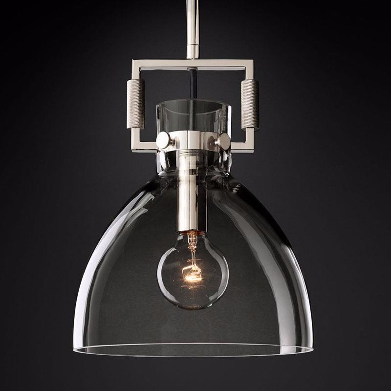 10 Inch Clear Glass Dome Pendant Light - Machinist