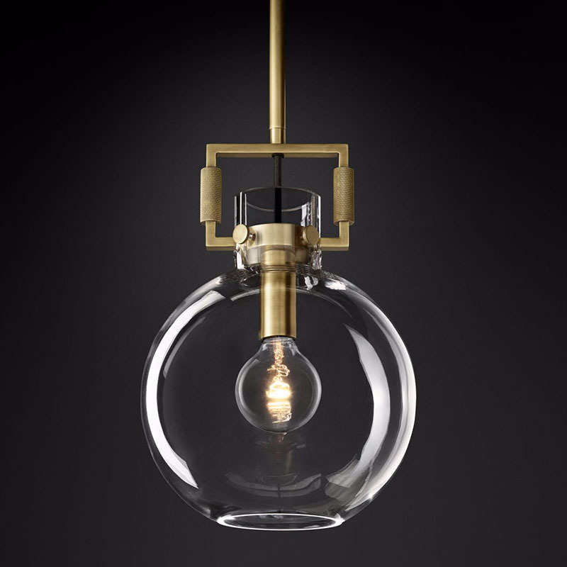 10 Inch Clear Glass Globe Pendant Light - Machinist