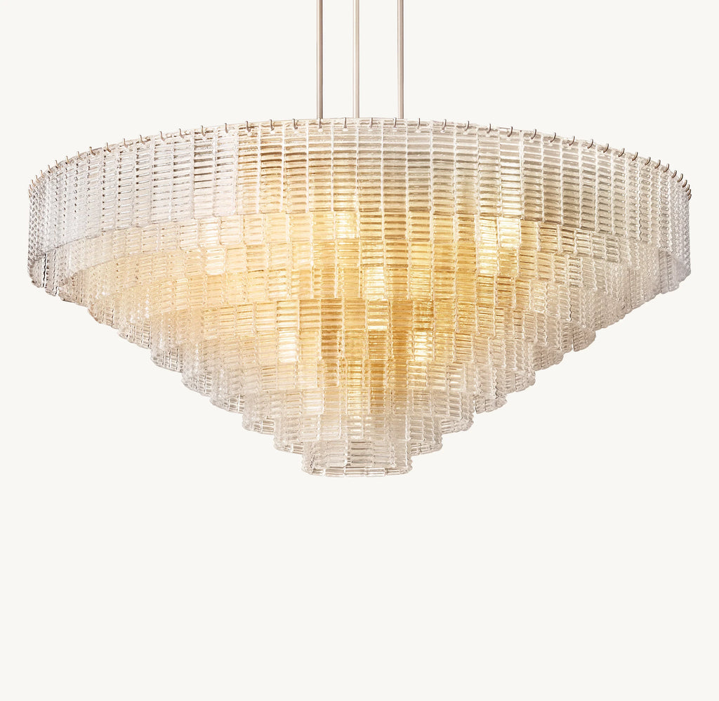 65 Inch Ribbed Clear Glass Tiered Chandelier - Sirene
